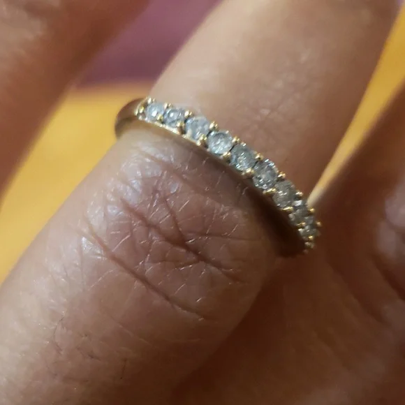 AUTH YG DIAMOND RING
